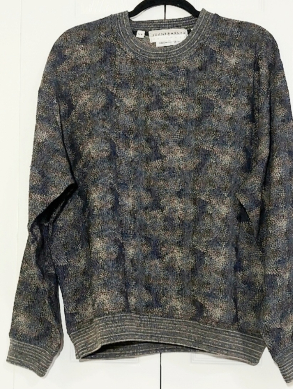 Jhane Barnes Sweater, Size Medium, Wool Blend, Crew Neck, Abstract